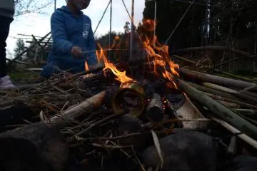 boy of my host family playing with fire