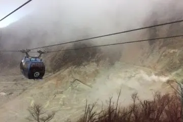 Hakone Ropeway, yellow sulphur and volcanic activity