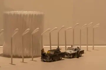 Everyday items are commonly used in Tanaka's miniature scenes