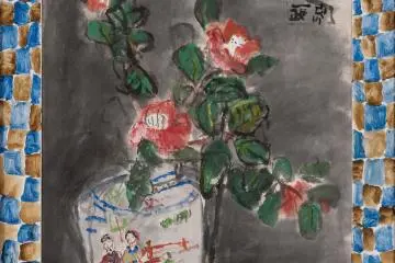 Nakagawa's painting "Camellias" (Photo: <a href="https://nakagawamuseum.jp/en/" target="_blank" rel="noreferrer noopener nofollow">Nakagawa Kazumasa Art Museum</a>)