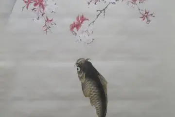One of the works to be displayed is "Leaping Carp under the Cherry Tree" by Iijima Koga (1874)