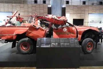 A fire truck retrieved from the aftermath. 