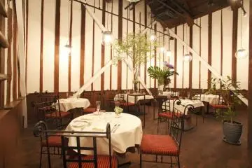 Inside the main kura, the Shikemichi Restaurant.