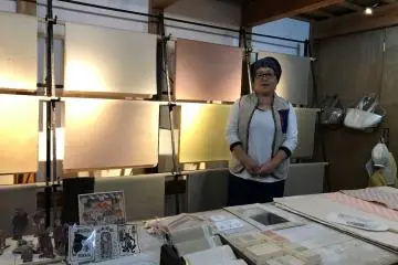 Showing her impressive collection of washi