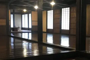 The rooms are large and the wooden floors are polished. 