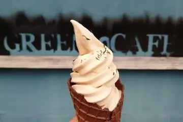 Simple black tea ice cream cone never tasted any better.