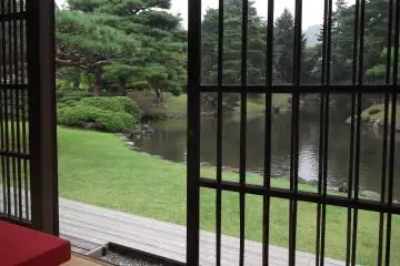 Looking out over the pond from the teahouse