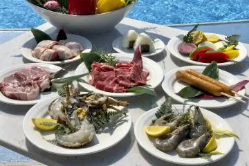 Ingredients for a BBQ by the pool