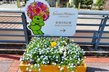 Many Garden Necklace flower boxes with directions to the parks