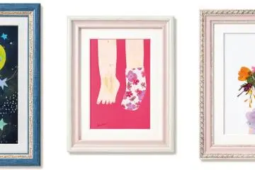 Pressed flowers are incorporated into her art