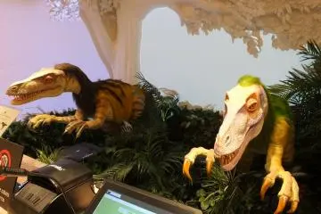 Introverts and dino fans will appreciate the check-in process here