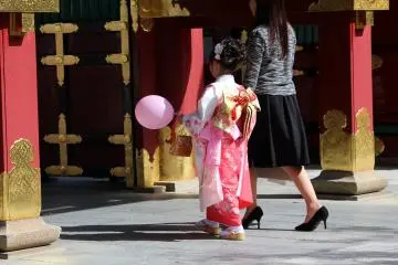 A girl in kimono celebrating Shichi-Go-San
