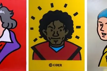 The works on display are pop-art inspired, and depict a range of historical figures