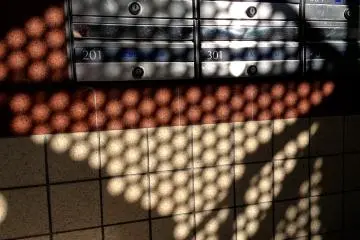 Mailbox in Ebisu: Shadows on numbers on rectangles and more