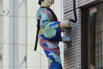 A Kabuki character on the wall