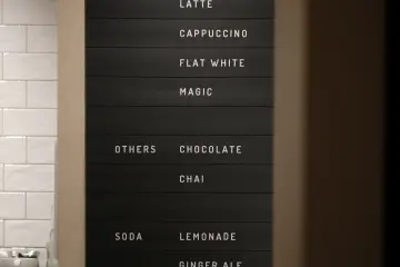 The drinks menu