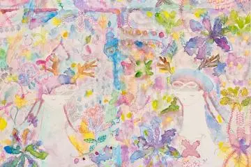 Yamashita's technique fuses drawing techniques with painting