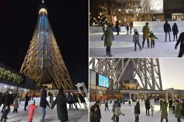 Ice-skating returns to Tokyo Skytree this year (Photo: <a href="https://prtimes.jp/main/html/rd/p/000000165.000041446.html" target="_blank" rel="noreferrer noopener nofollow">Tokyo Skytree</a>)