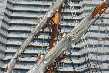 Getting ready to unfurl the sails