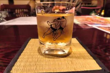 Plum sake in Sumo glass