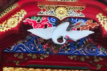Carving of Japanese Red Crown Crane at Zuishinmon Gate