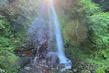 The sun came out right above the fall. After all Dainichi is the Great Sun Buddha. 