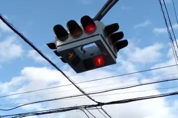 Nearby wires hint at how little room these crowded intersections have