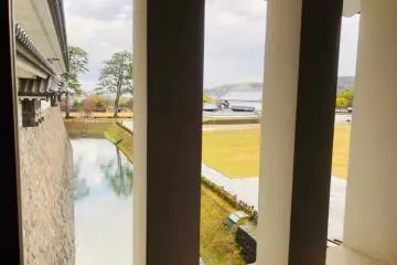 Taking a peek from the narrow 'stone-dropping' windows of the top floors of the turrets 
