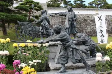 A statue symbolizing the boys which fought in the Boshin War (1868-1869)