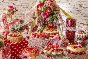 Strawberry desserts as far as the eye can see