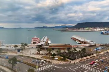 View of Takamatsu Harbor from hotel room