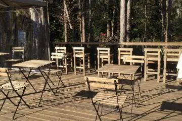 Outdoor space that looks out to the Koma River
