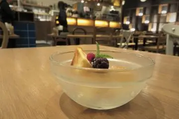 Creme Brulee in a frosted glass dish