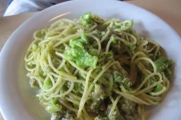 The lunch options include a variety of different pasta dishes, such as this broccoli and sausage option