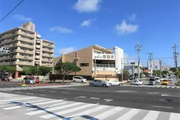 The unique triangular building that is Naha Soba Nahatei