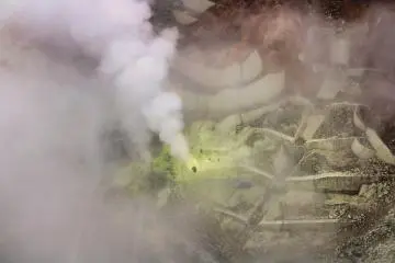 Owakudani sulfur from ropeway