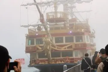 Getting ready to board for the Lake Ashi cruise