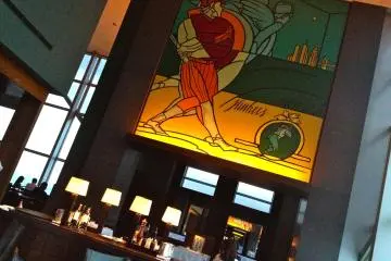 One of the four paintings of a New York scene by Italian artist Valerio Adami