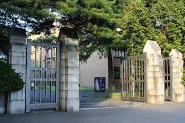 Former Tohoku Imperial University Main Gate, with original granite pillars.