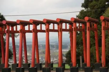 Torii arches at Okiku-inari Shrine on the park grounds