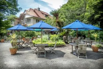  A western style restaurant situated on top of a steep hill