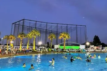 The night pool provides plenty of after dark summer fun