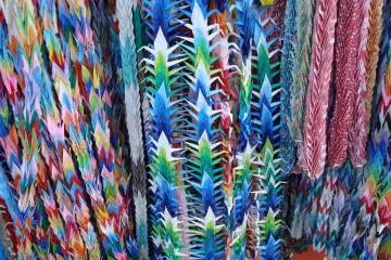 Folded paper cranes at Fushimi Inari Taisha