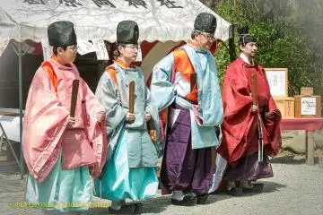 Shinto priests preparing for a ceremony