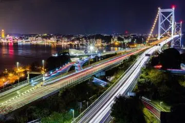 The Kanmon Bridge at night