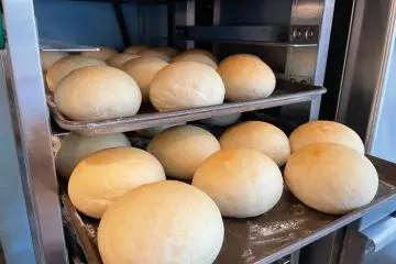 The bread is baked fresh, with a simple recipe