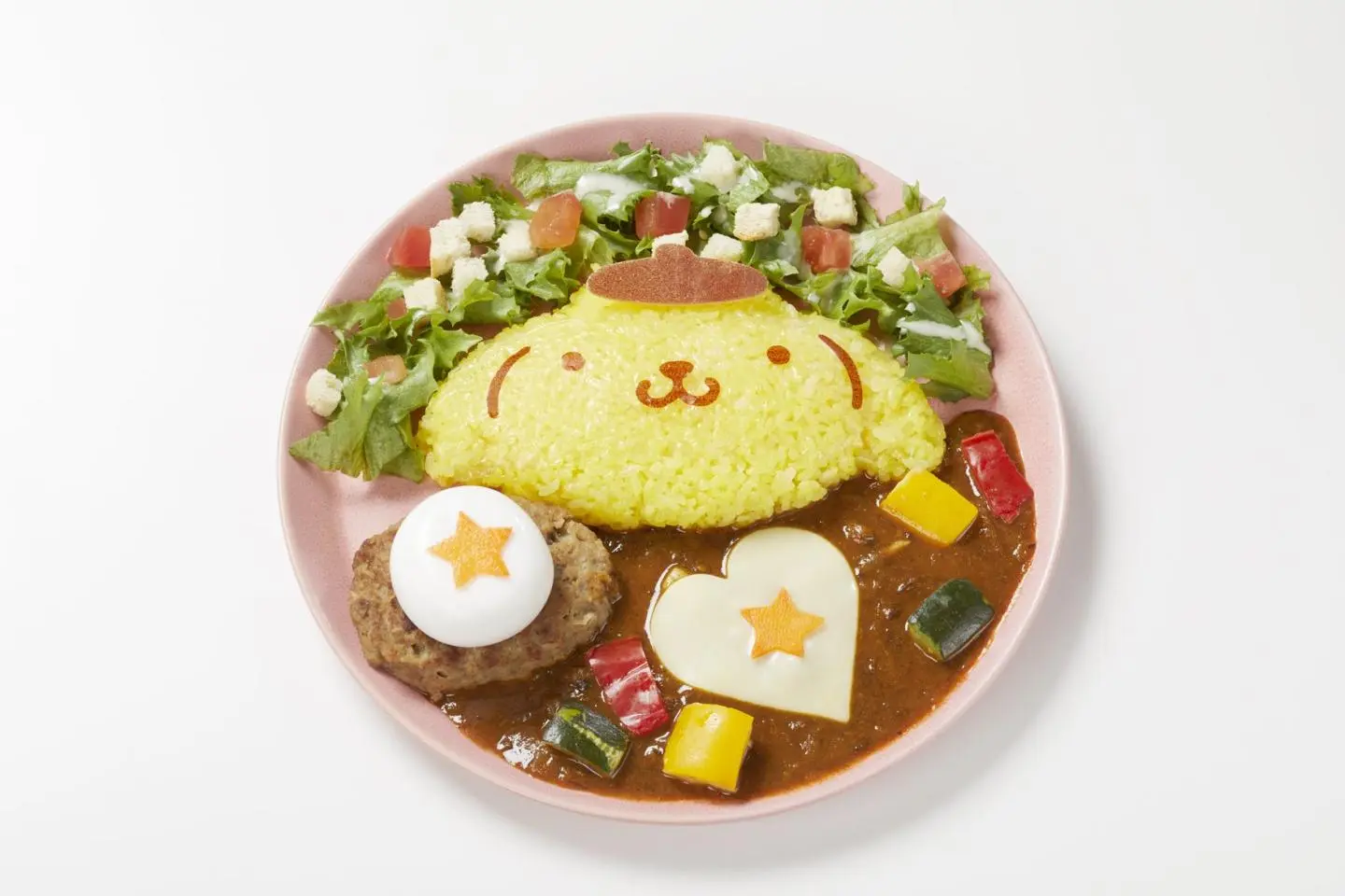 Pompompurin's colorful vegetable hamburger curry (Photo: Sweets Design Lab Co., Ltd.)