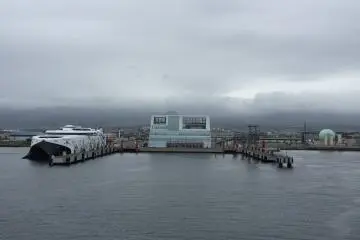 Pulling away from the port in Hakodate