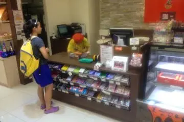 Order pies and pay for items at the register