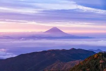 Mount Fuji encircled by a sea of clouds